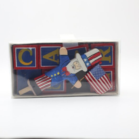 Vintage Wooden Terry's Village Uncle Sam America Blocks - Picture 2 of 6